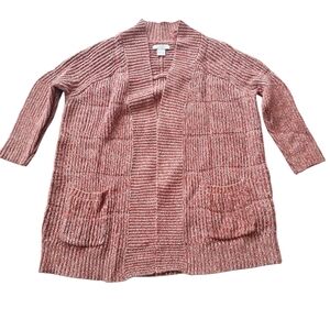 Lucky Brand Live In Love Chunky Knit Open Cardigan L